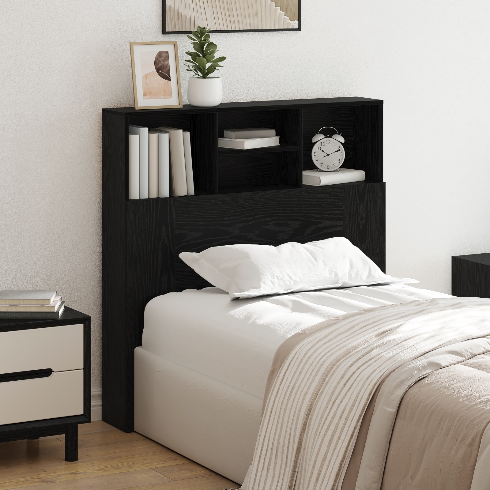 Kopfteil Schrank mit Regal Schwarze Eiche 100 x 19 x 103.5 cm
