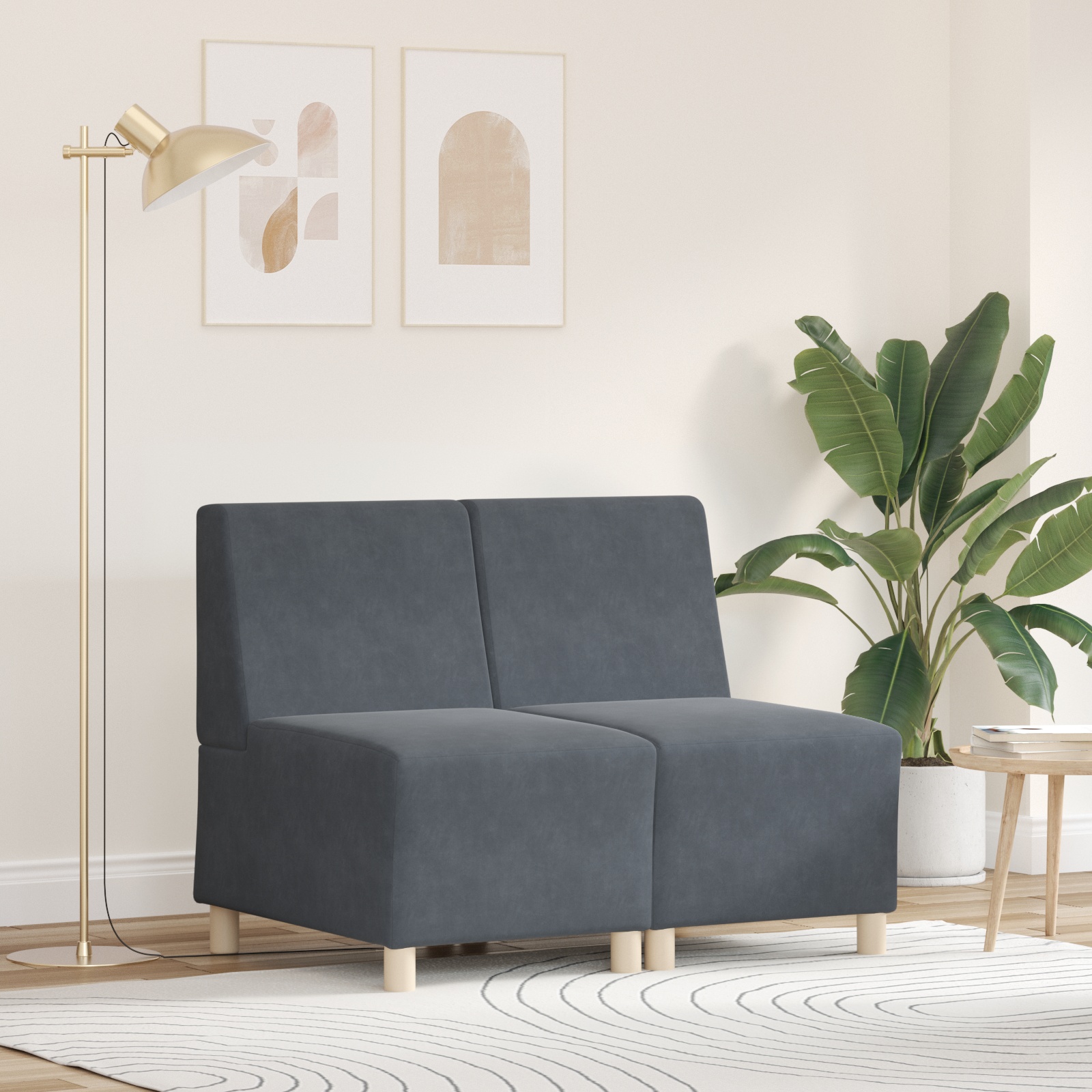 Sofa Stühle 2 pcs Dunkelgrau 55 x 74 x 82 cm Samt Sofa Stühle 2 pcs Dunkelgrau 55 x 74 x 82 cm Samt