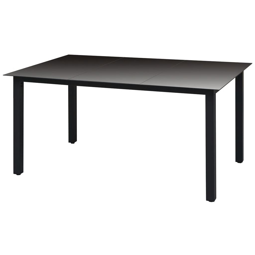 Garten-Esstisch Glas Aluminium 150 x 90 x 74 cm Schwarz