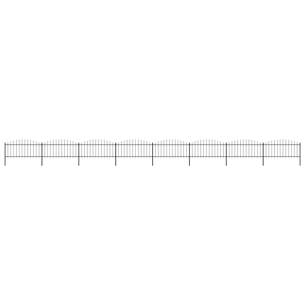 Gartenzaun mit Speerspitzen Stahl (0,5 - 0,75) x 13,6 m Schwarz