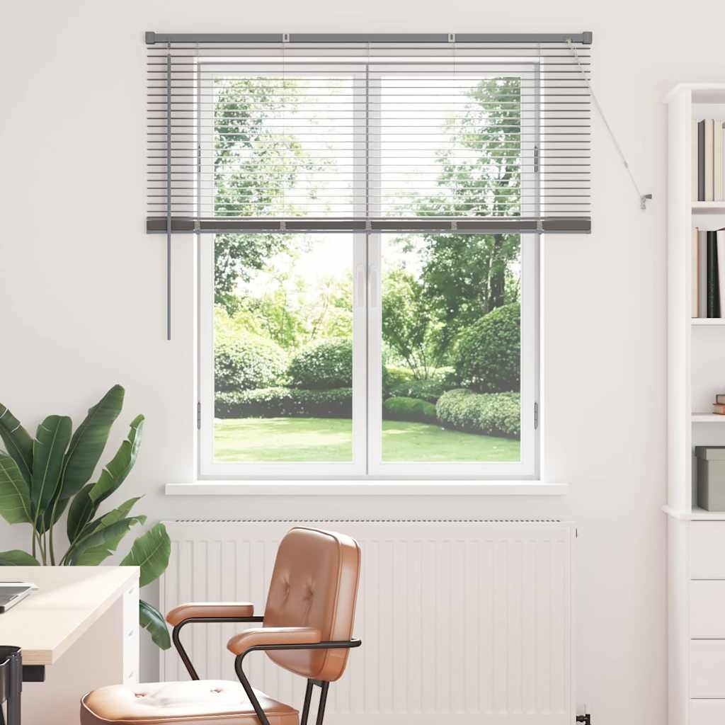 Fenster Jalousie mit Vorhängen Silber 130 x 130 cm Aluminium