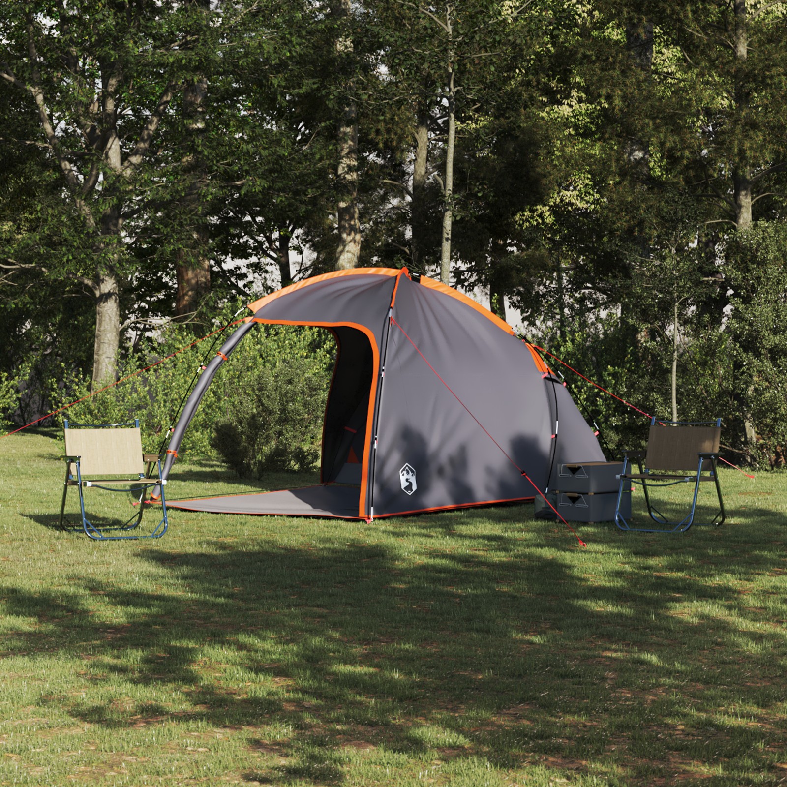 Zelt mit Dach Grau und Orange Groß Polyester und Fiberglas