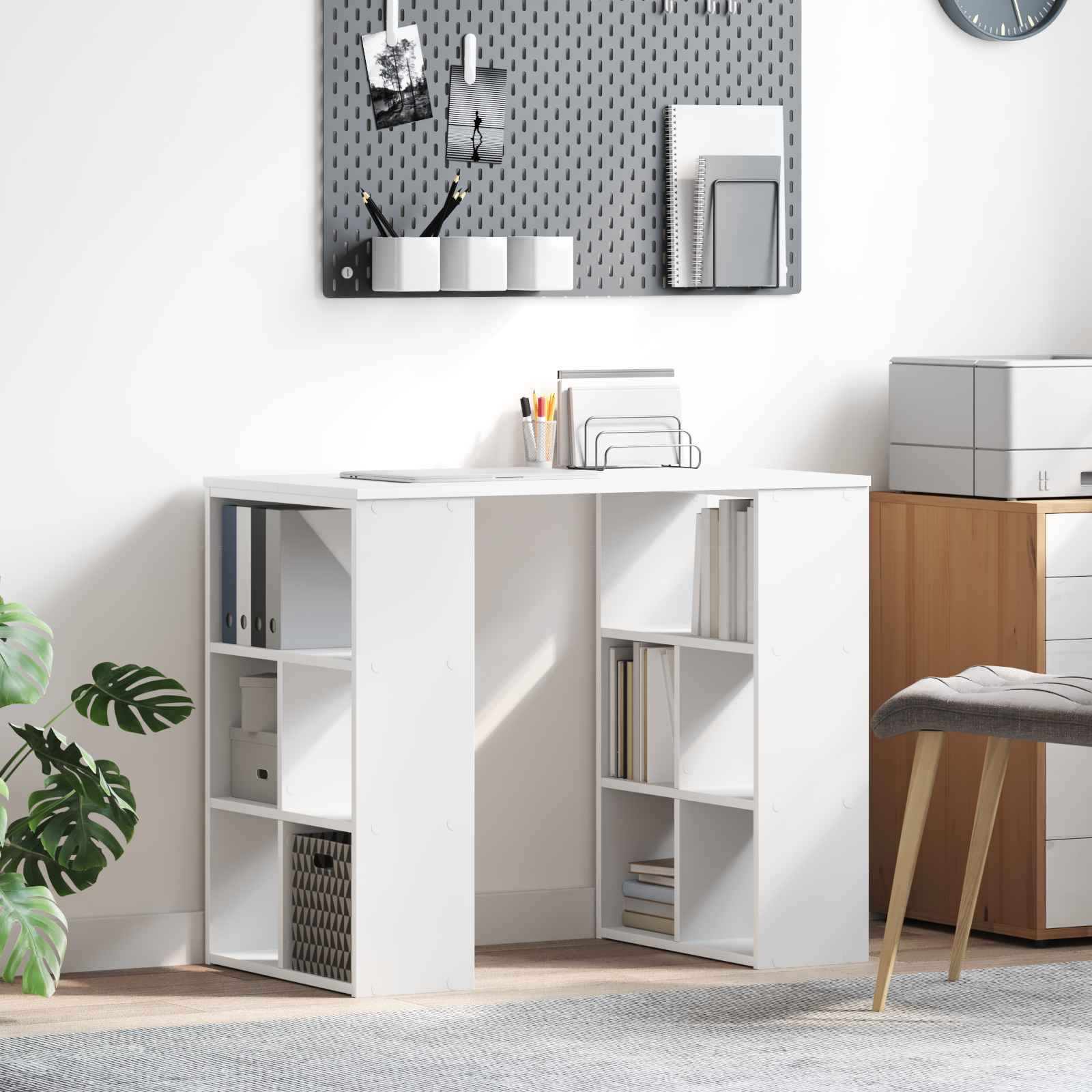 Weißer Eckschreibtisch Weiß MDF Medium Stauraum