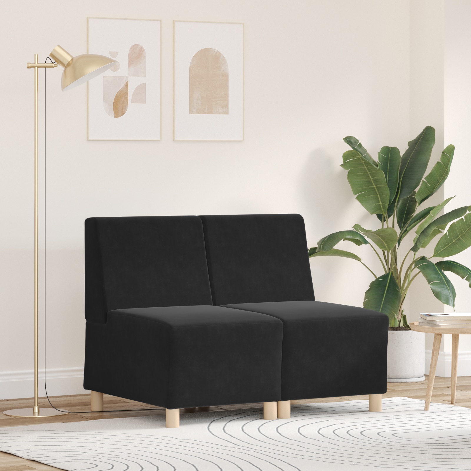 Sofa Stühle 2 pcs Schwarz 55 x 74 x 82 cm Samt Sofa Stühle 2 pcs Schwarz 55 x 74 x 82 cm Samt
