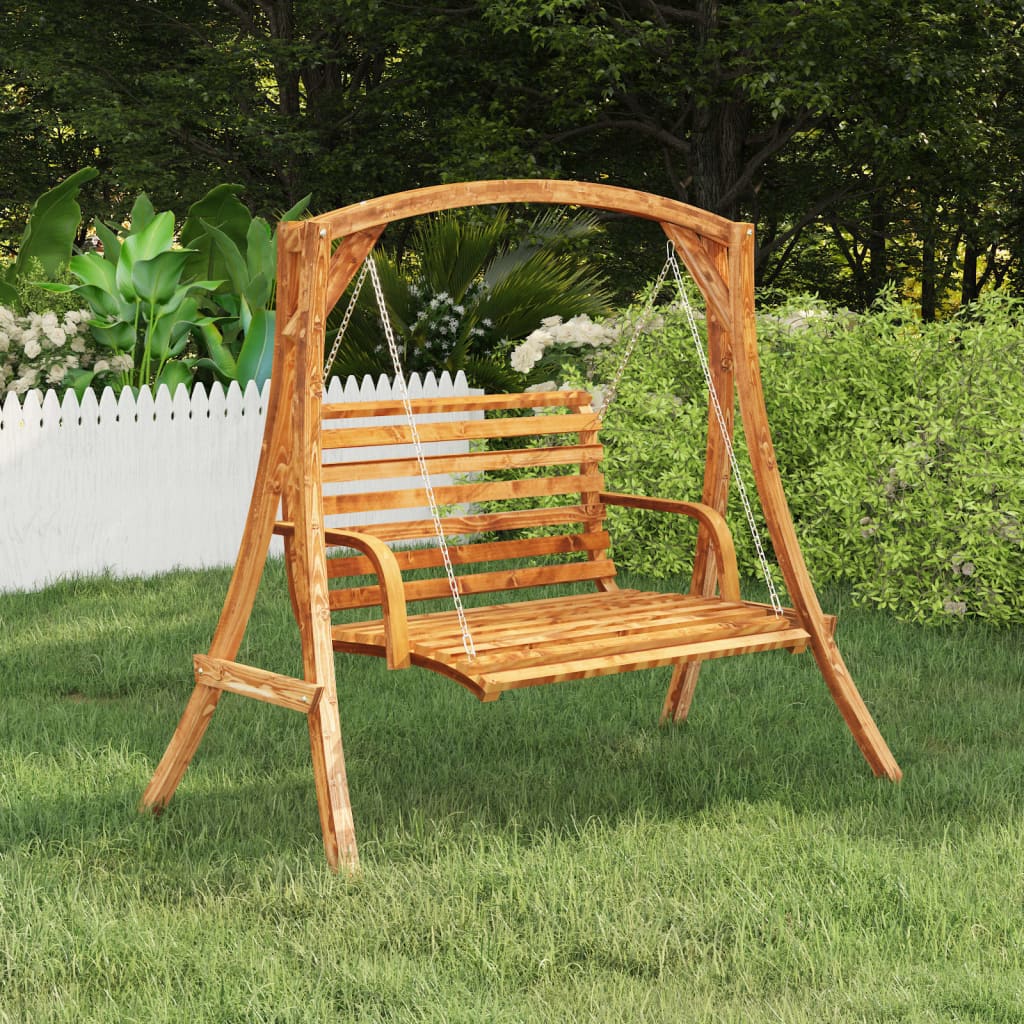 Schaukelbank Bugholz Massiv mit Teak-Finish 126x63x92 cm