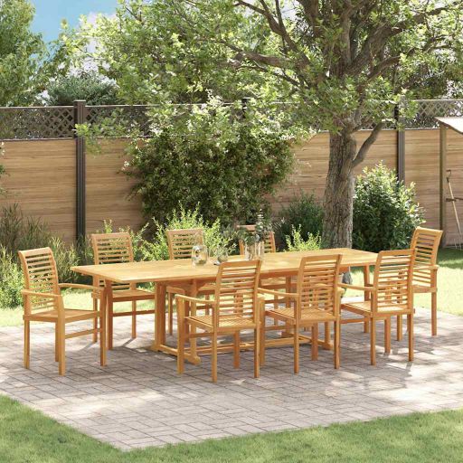 Garten Essgruppe 9 pcs Braun 280 x 100 x 75 cm Teak-Massivholz
