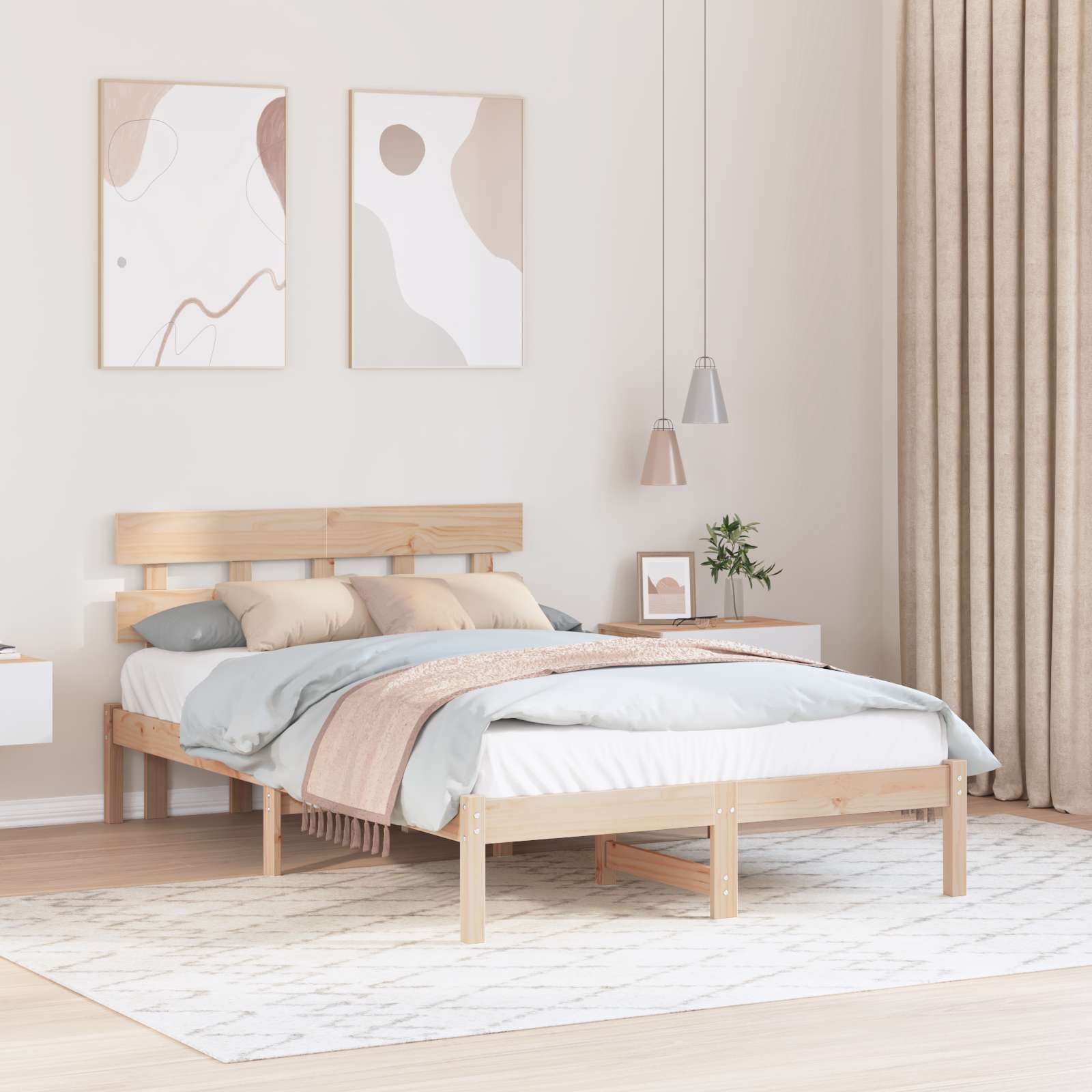 Bettgestell mit Kopfteil 120x200 cm aus Kiefernholz