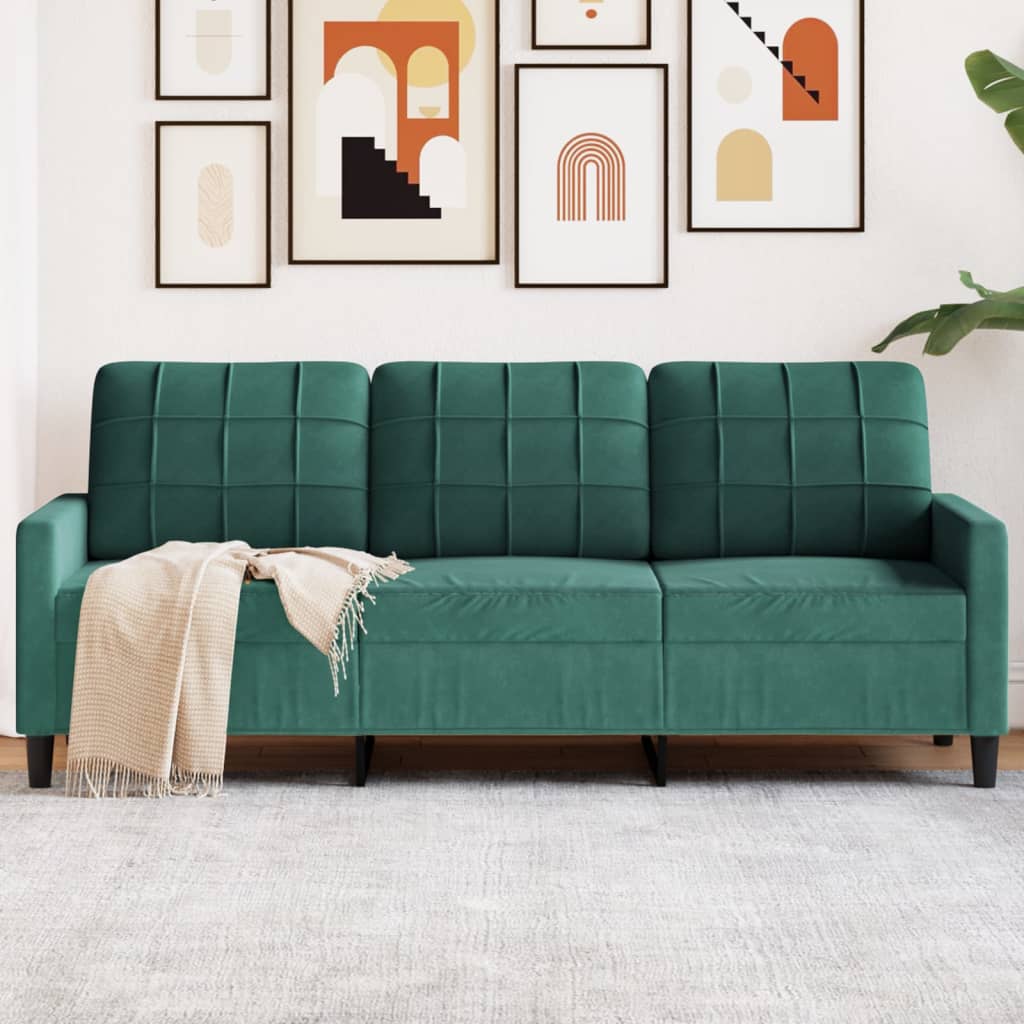 3-Sitzer-Sofa Dunkelgrün 180 cm Samt 3-Sitzer-Sofa Dunkelgrün 180 cm Samt