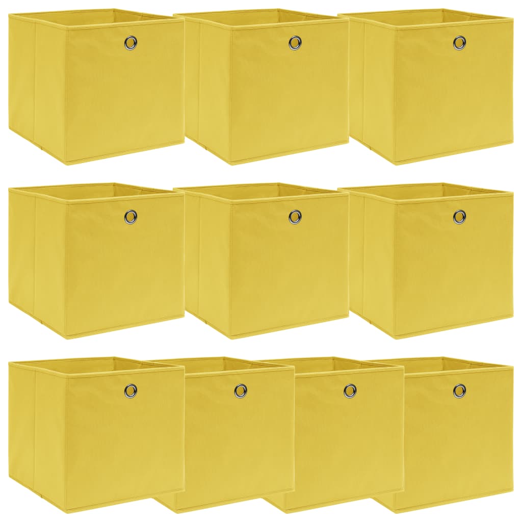 Aufbewahrungsboxen 10 Stk. Gelb 32x32x32 cm Stoff