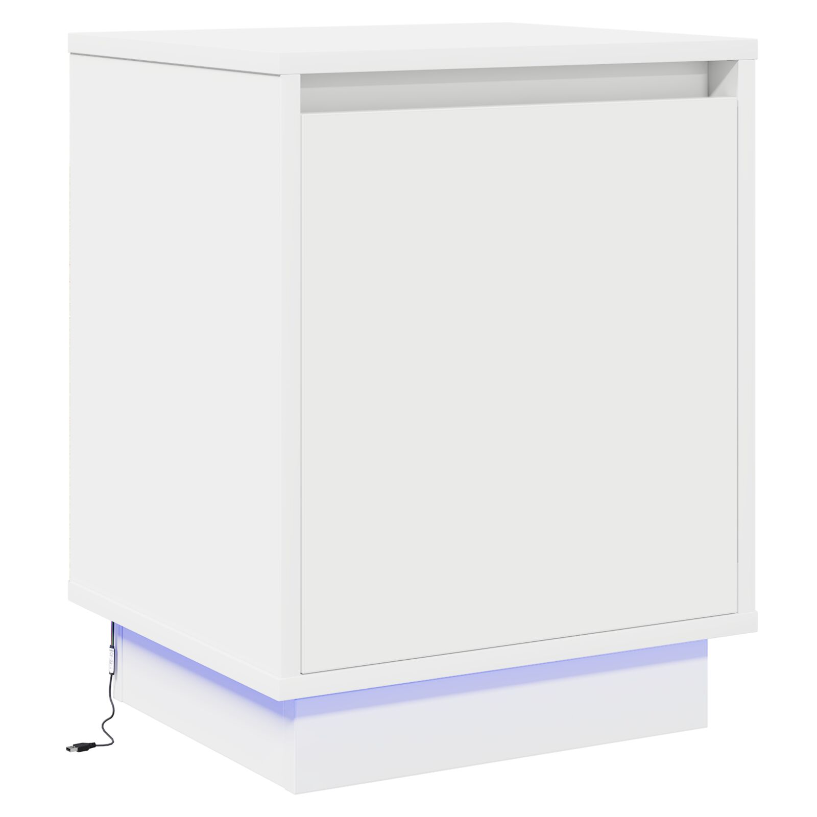 Nachttisch mit LED-Lichtern Weiß 39x34,5x50 cm