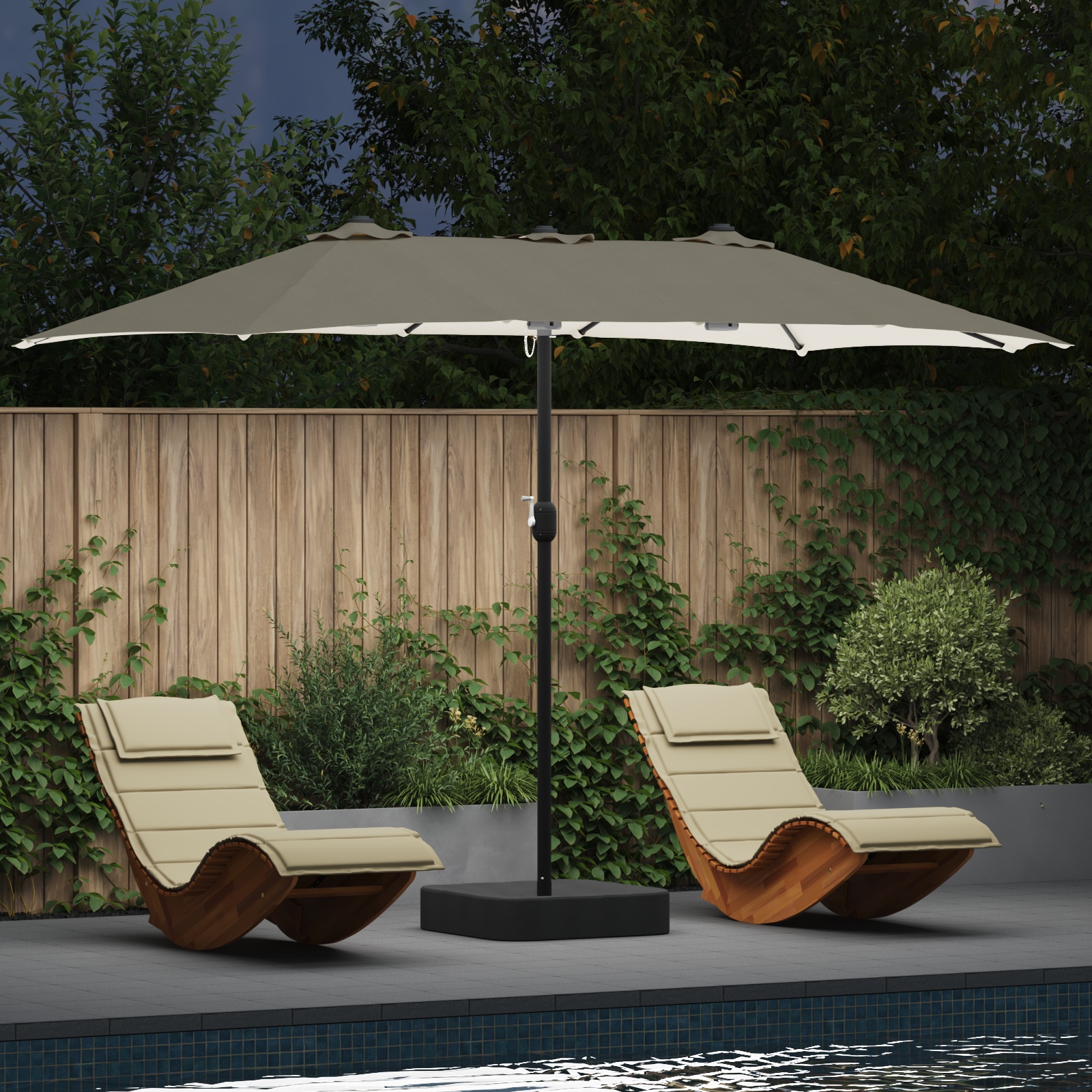 Gartenparasol Sandfarbe 385 x 209 x 244 cm Stoff
