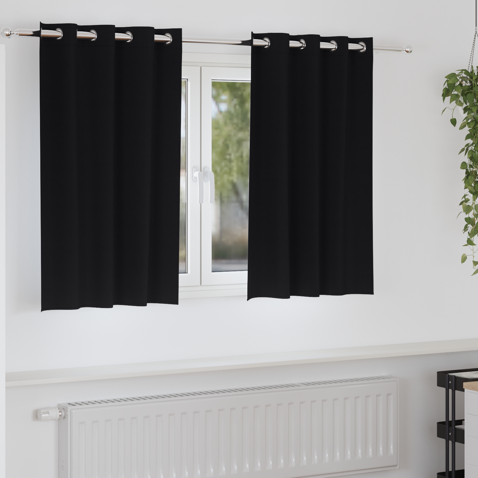 Vorhänge mit Vorhängen 2 pcs Schwarz 140 x 140 cm Polyester