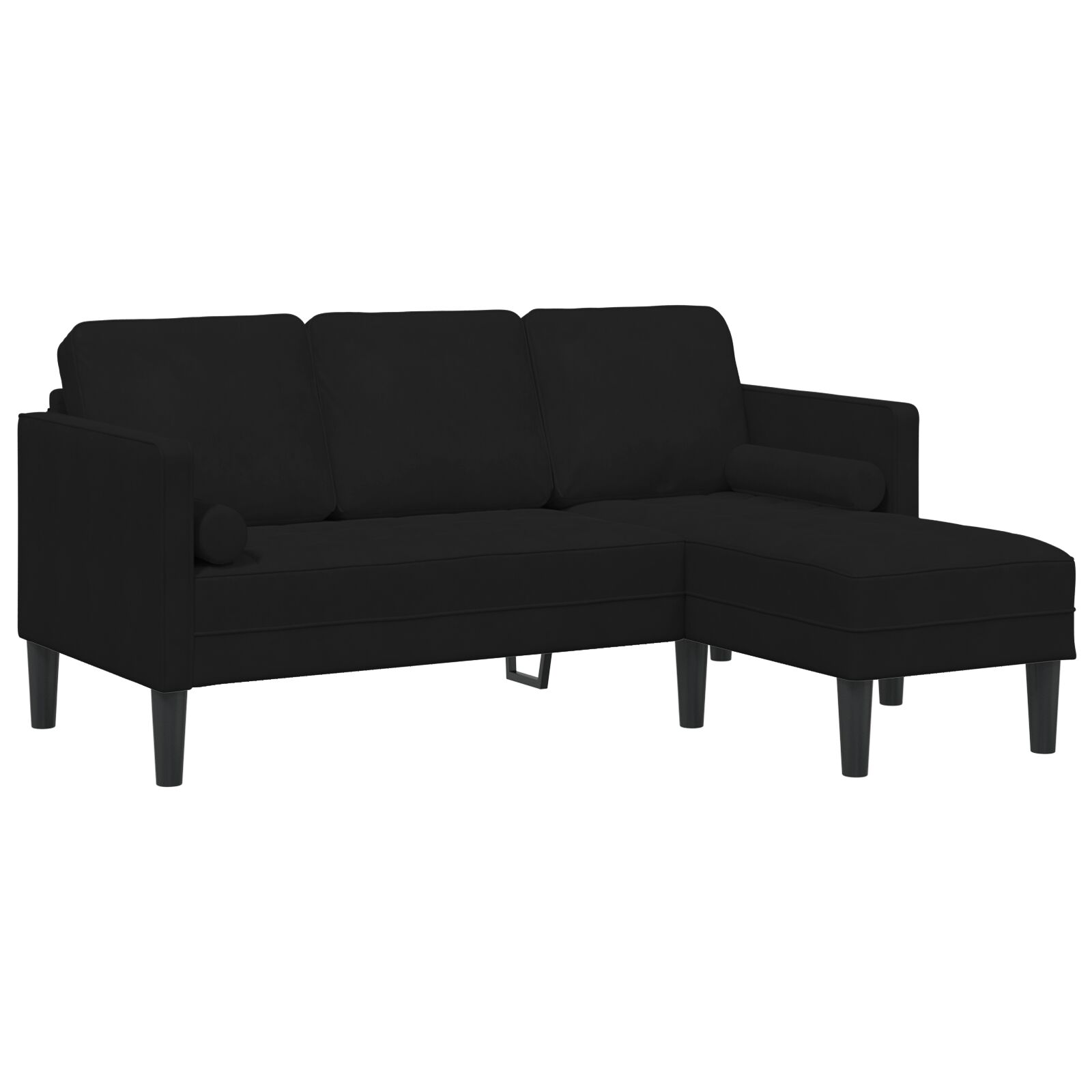 3-Sitzer Sofa mit Chaise L-förmig Schwarz 160 cm Samt 3-Sitzer Sofa mit Chaise L-förmig Schwarz 160 cm Samt