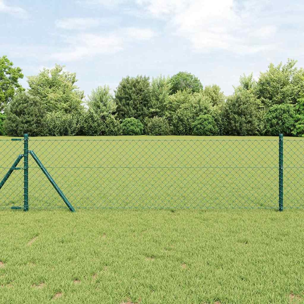 Zaunpfostenset Grün 0.8 x 10 m Verzinkter Stahl
