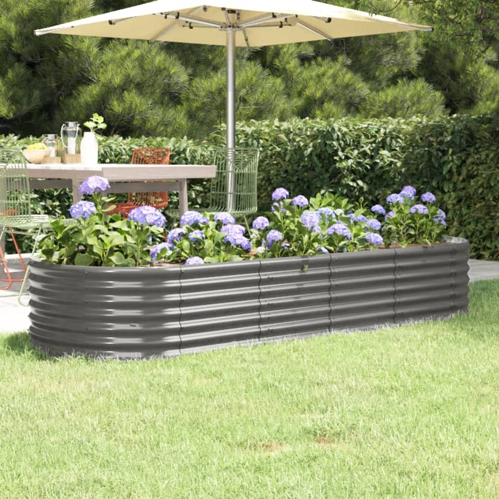 Hochbeet Pulverbeschichteter Stahl 224x80x36 cm Grau Hochbeet Pulverbeschichteter Stahl 224x80x36 cm Grau