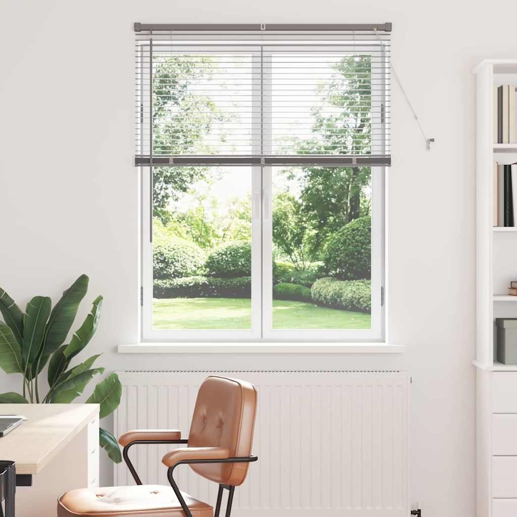 Fenster Jalousie mit Vorhängen Silber 105 x 130 cm Aluminium