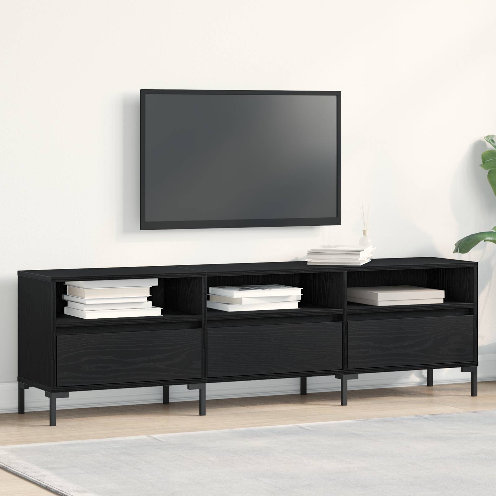 TV-Schrank Schwarz Eiche 150x30x44,5 cm Holzwerkstoff