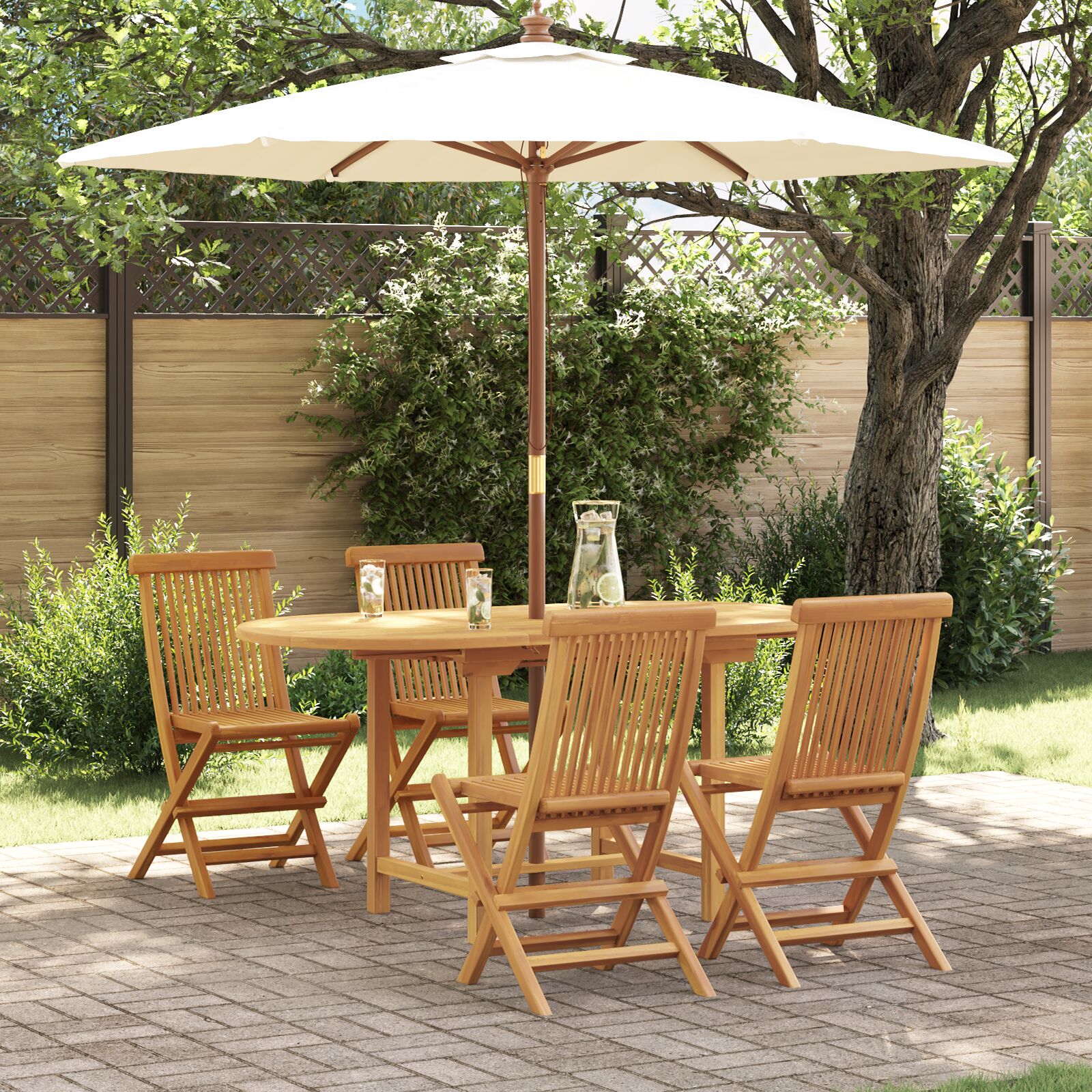 vidaXL 5-teiliges Garten-Esszimmer-Set aus massivem Teakholz