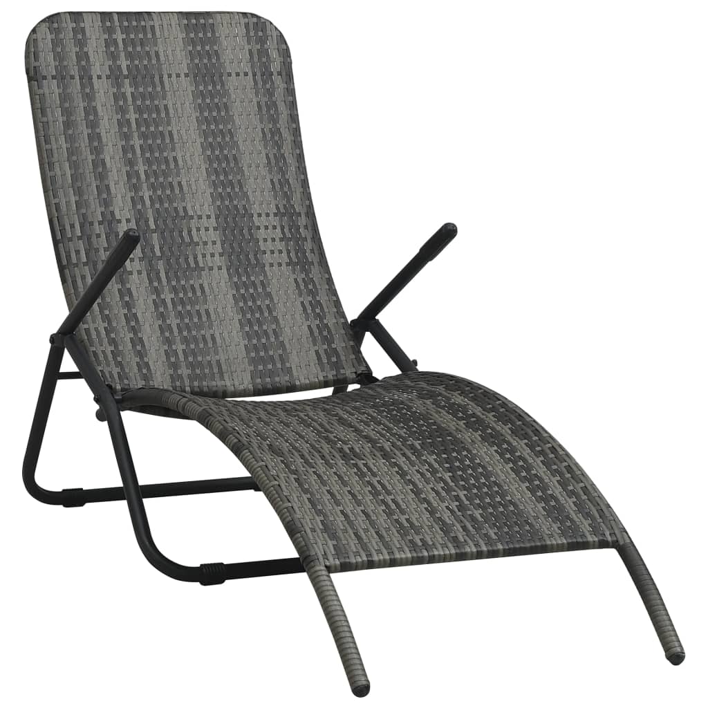 Klappbare Sonnenliege Poly Rattan Grau Klappbare Sonnenliege Poly Rattan Grau