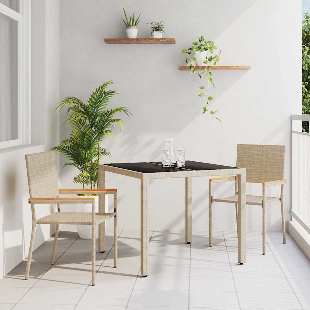 3-teiliges Garten Essgruppe Beige Poly Rattan 3-teiliges Garten Essgruppe Beige Poly Rattan