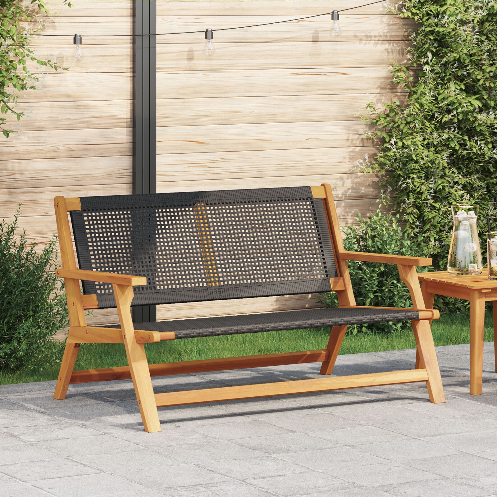 vidaXL Gartenbank Schwarz 122x76x73,5 cm Vollholz Akazie vidaXL Gartenbank Schwarz 122x76x73,5 cm Vollholz Akazie