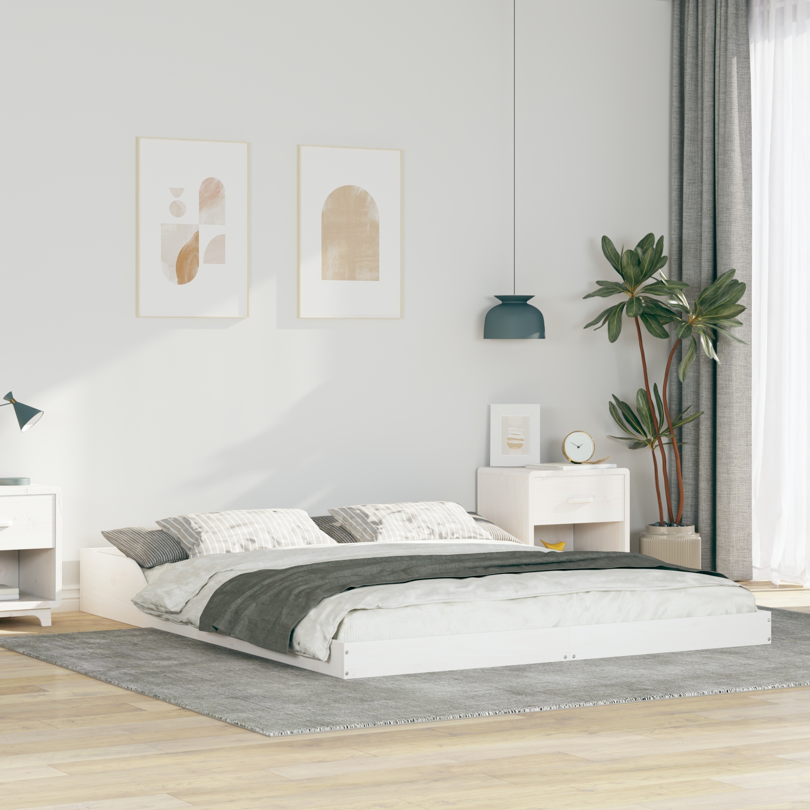 Bettgestell Weiß 160 x 200 cm Kiefernholz