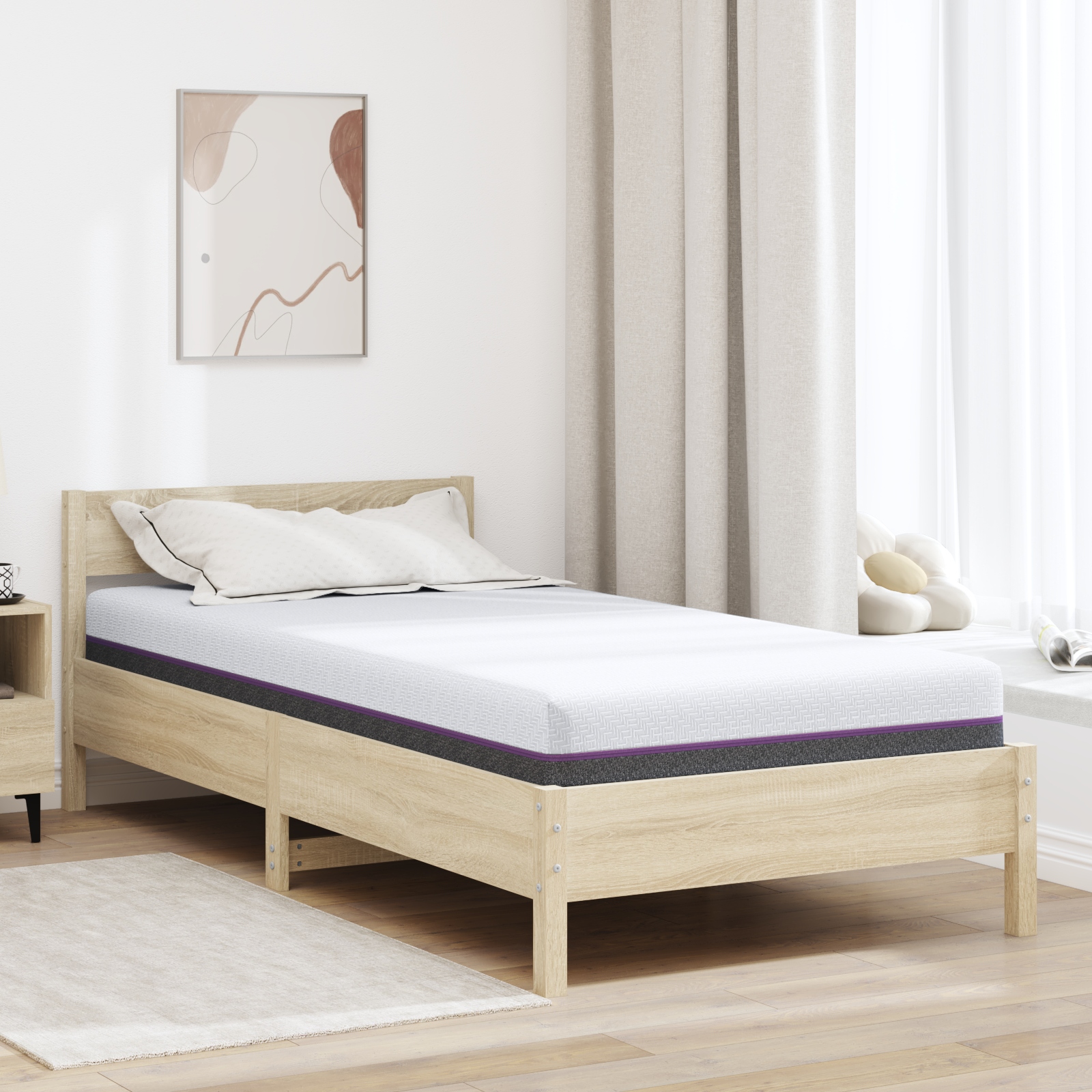 Matratzen Weiß, Grau 120 x 200 cm 100% Polyester Jacquardstoff