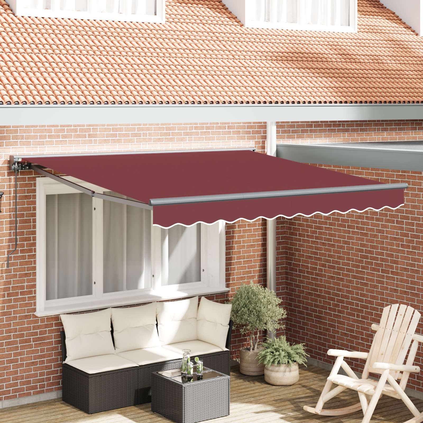 Einziehbare Markise Bordeauxrot 350x250 cm