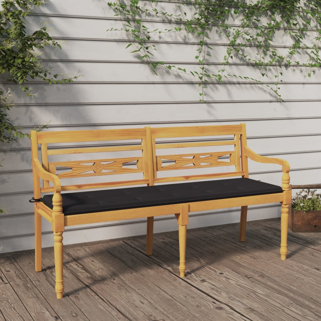 Batavia-Bank mit Anthrazit Kissen 150 cm Massivholz Teak Batavia-Bank mit Anthrazit Kissen 150 cm Massivholz Teak