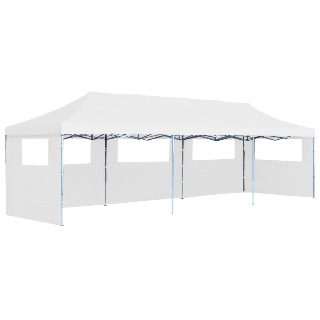 Pop-Up Partyzelt Faltbar mit 5 Seitenwänden 3x9 m Weiß
