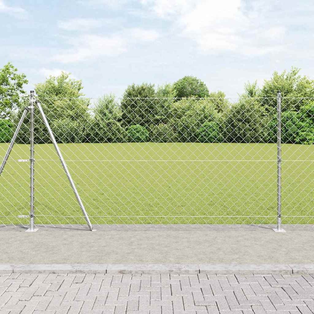 Zaunpfostenset Silber 10 x 1.2 m Verzinkter Stahl
