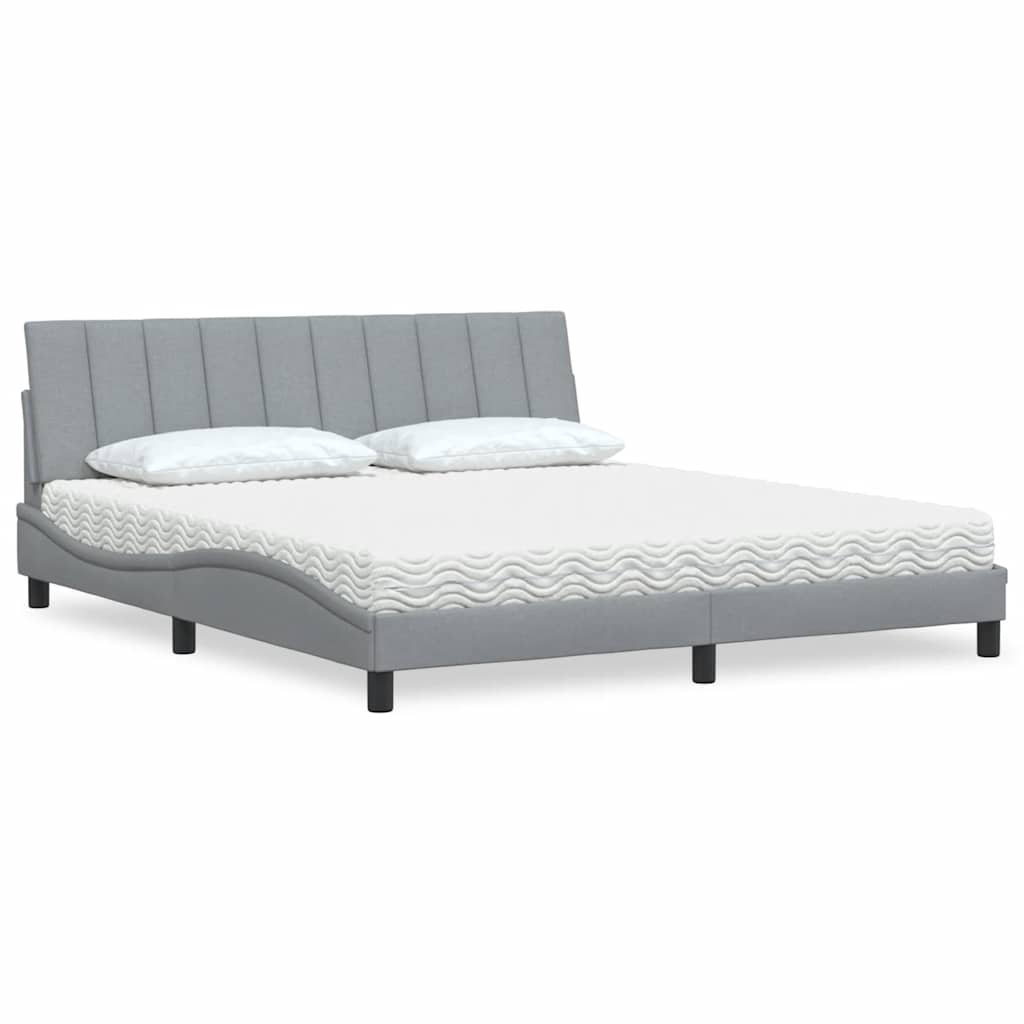 Bett mit Matratze "Hanko" Hellgrau 180x200 cm Stoff