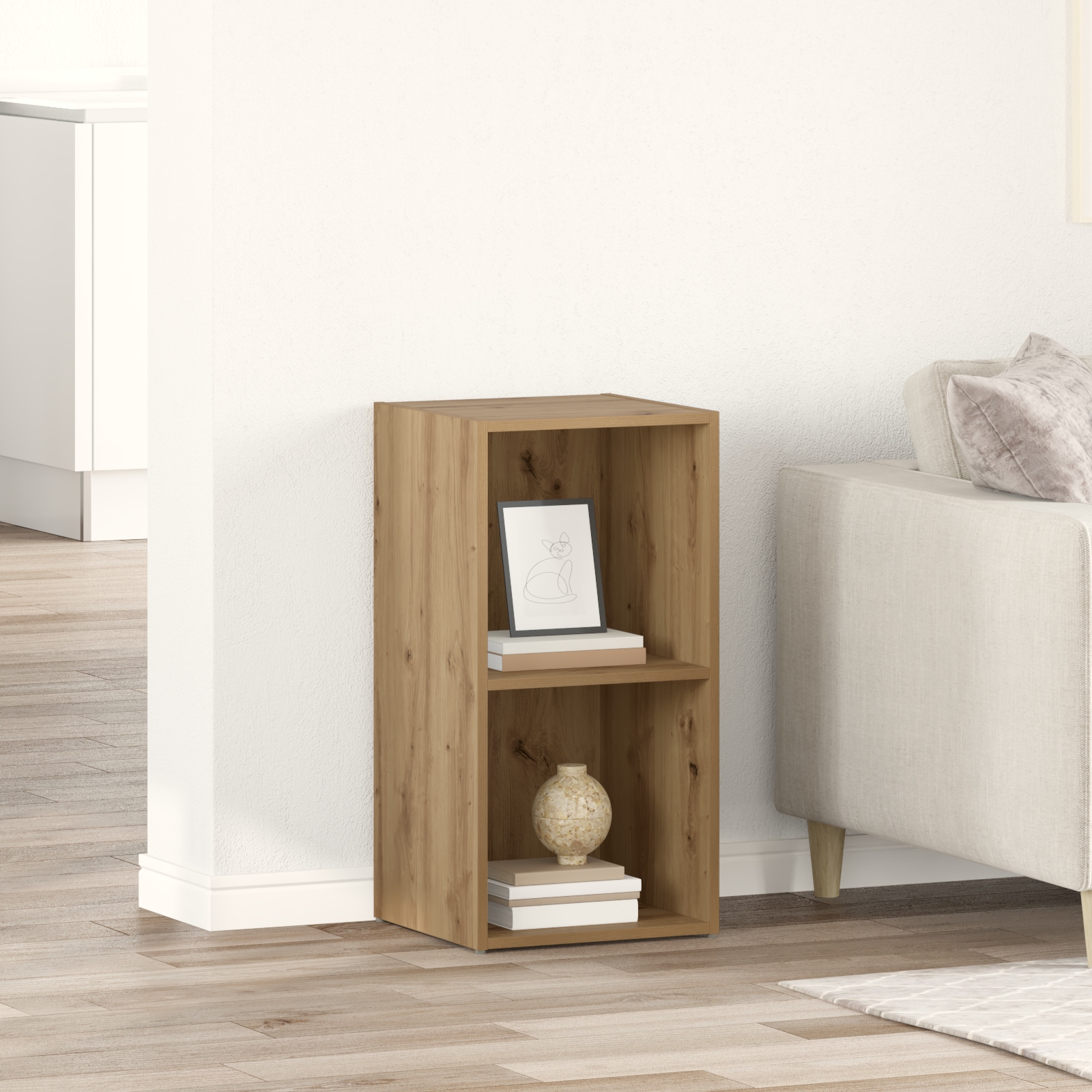 TV-Schränk mit Speicher Eiche handwerklich Holzwerkstoff