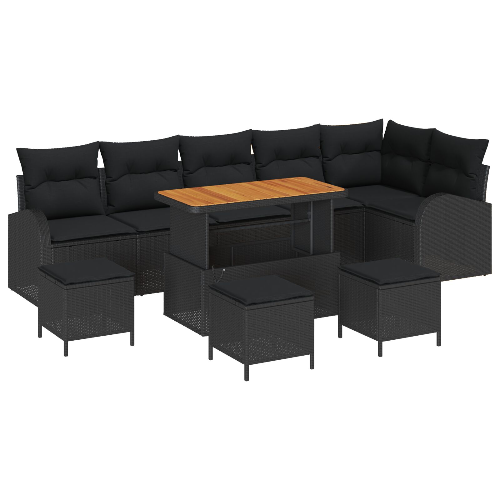 10 Teile Garten Sofa Set mit Kissen Schwarz Poly Rattan Akazie, 2-Sitzer Garten Sofa mit Kissen Schwarz Poly Rattan, 4 Teile Garten Essenset mit Kissen Schwarz Poly Rattan Akazie 10 Teile Garten Sofa Set mit Kissen Schwarz Poly Rattan Akazie, 2-Sitzer Garten Sofa mit Kissen Schwarz Poly Rattan, 4 Teile Garten Essenset mit Kissen Schwarz Poly Rattan Akazie