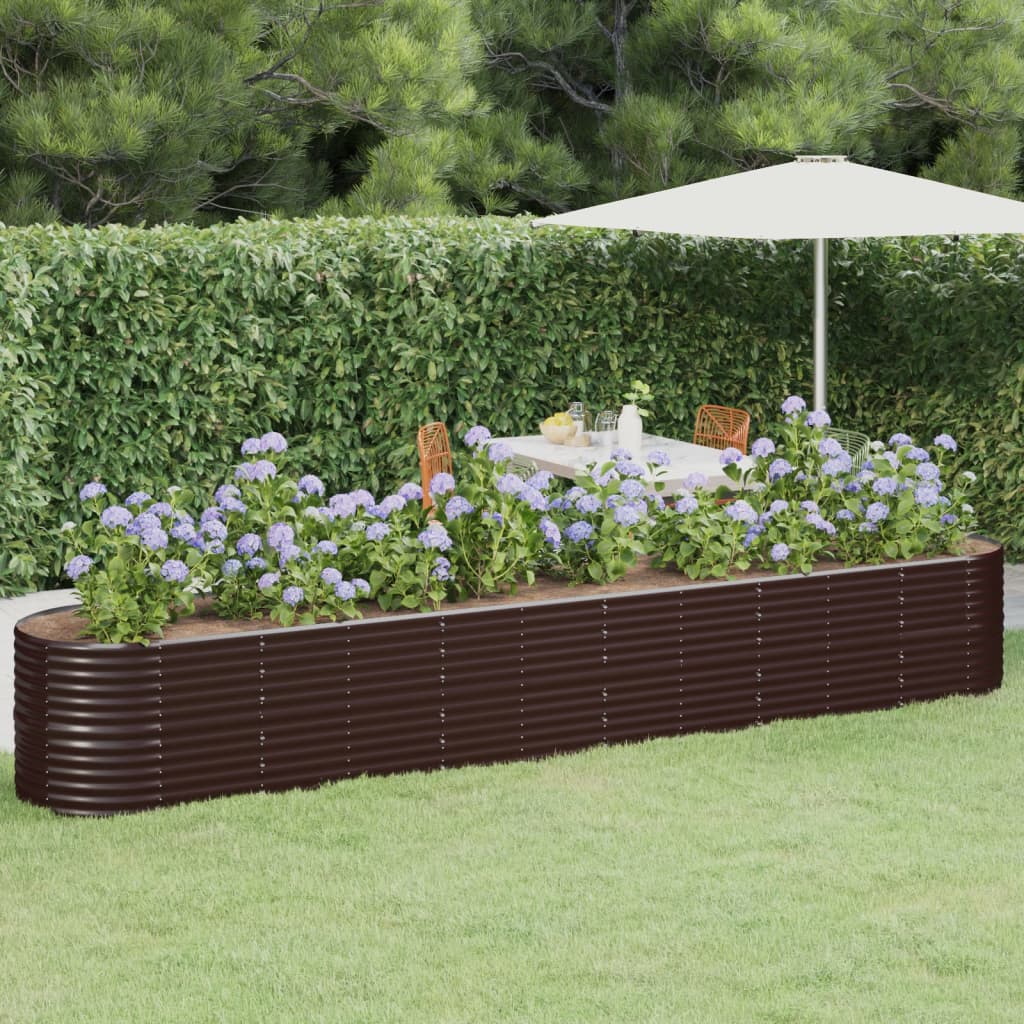 Hochbeet Pulverbeschichteter Stahl 440x80x68 cm Braun Hochbeet Pulverbeschichteter Stahl 440x80x68 cm Braun