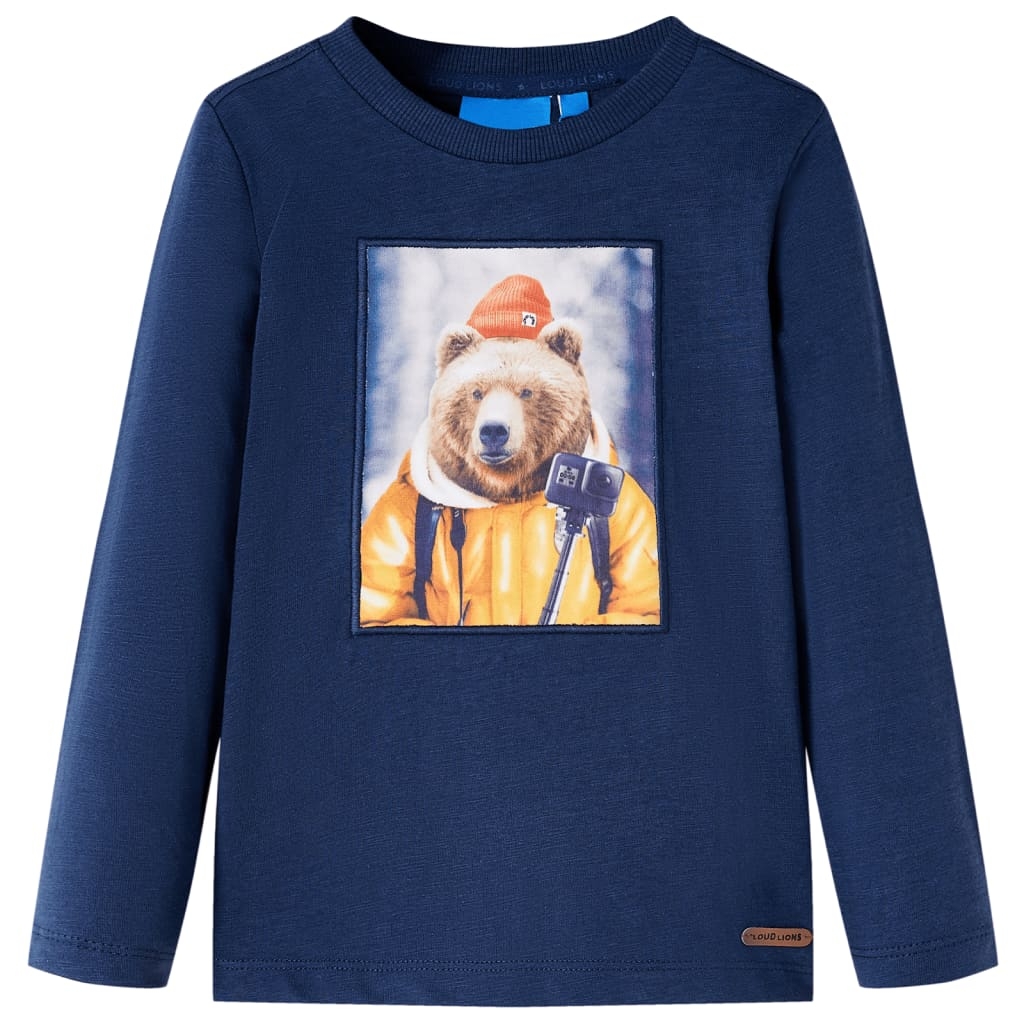 Kinder-Langarmshirt Marineblau Melange 116