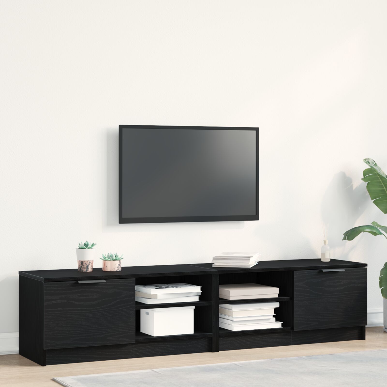 TV-Schrank 2 Stk. Schwarz Eiche 80x35x36,5 cm Holzwerkstoff