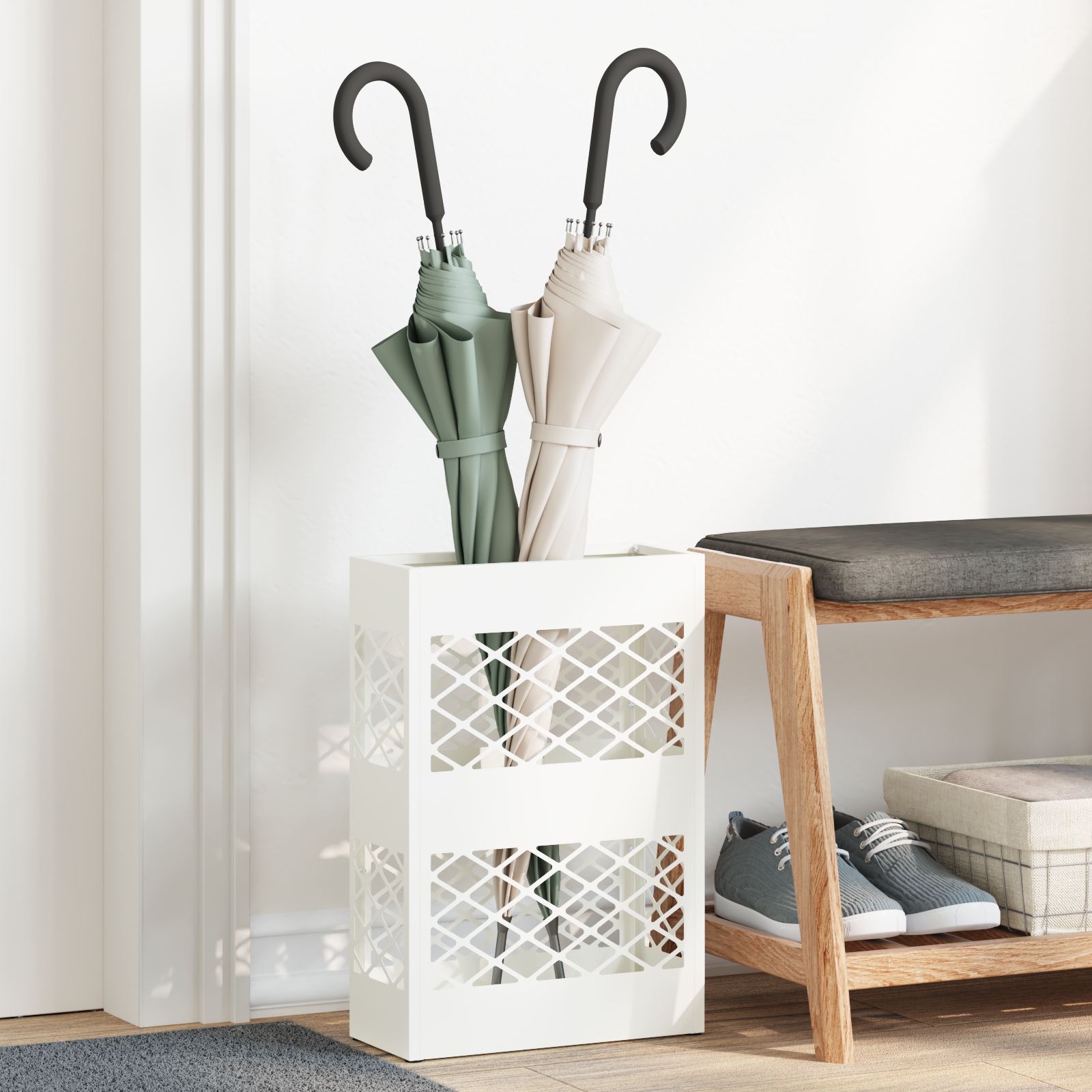 Sonnenschirmhalter Lattice mit Speicher Weiß 28 x 12 x 41 cm Stahl