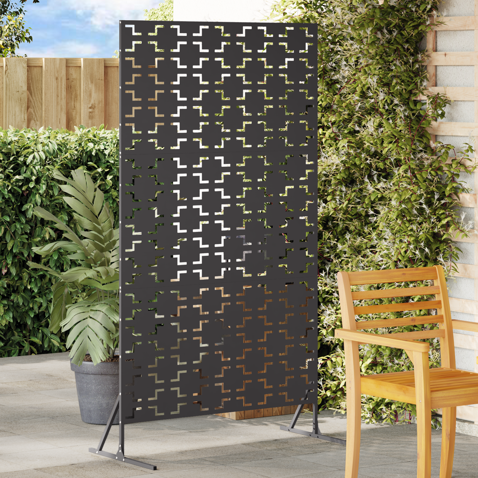 Metallzaunpanel Schwarz Metall Groß Dekorative Intarsien
