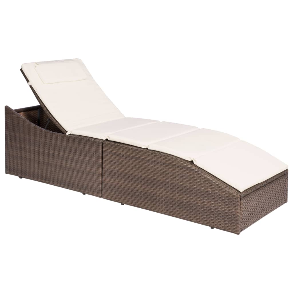 Sonnenliege mit Polsterauflage Poly Rattan Braun Sonnenliege mit Polsterauflage Poly Rattan Braun
