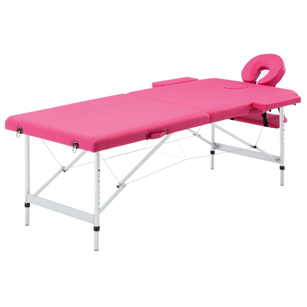 Massageliege Klappbar 2-Zonen mit Aluminiumgestell Rosa Massageliege Klappbar 2-Zonen mit Aluminiumgestell Rosa