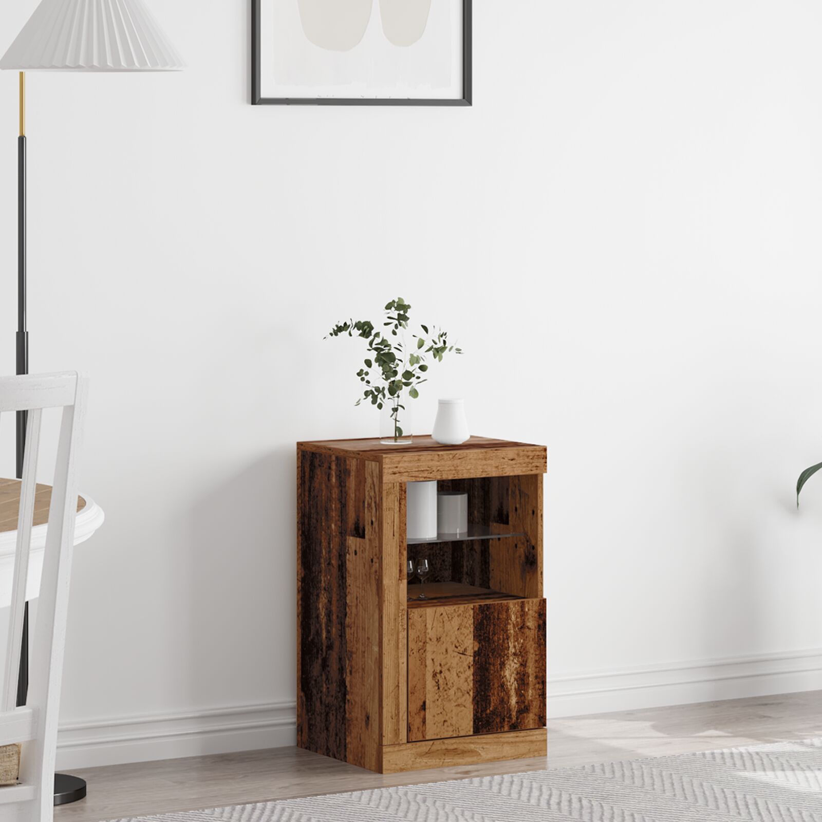 vidaXL Sideboard mit LED-Lichtern Altes Holz 41x37x67 cm
