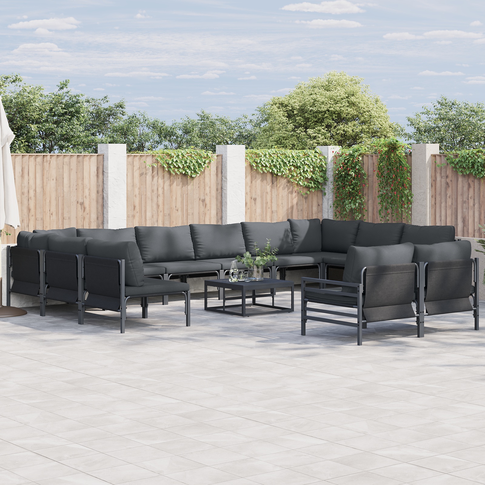 Garten-Sofa-Set 13 pcs Anthrazit Stahl Garten-Sofa-Set 13 pcs Anthrazit Stahl