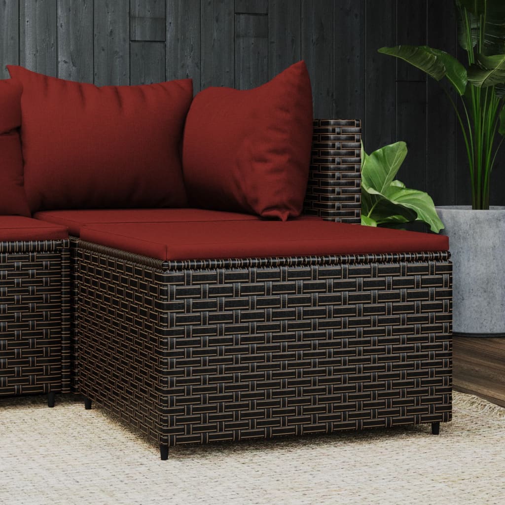 Gartenhocker mit Kissen Braun Poly Rattan Gartenhocker mit Kissen Braun Poly Rattan
