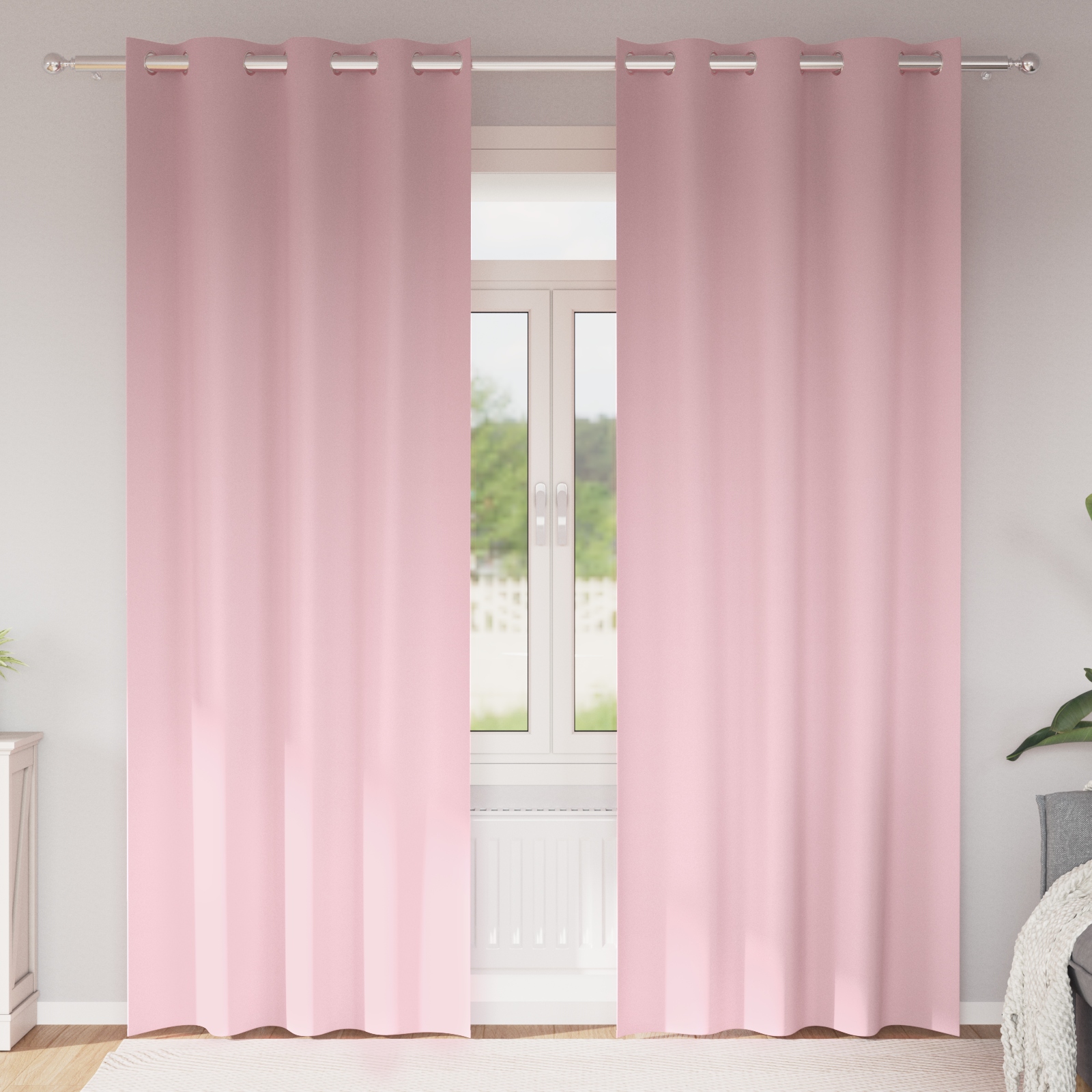 Vorhänge mit Vorhängen 2 pcs Baby Pink 260 x 140 cm Polyester
