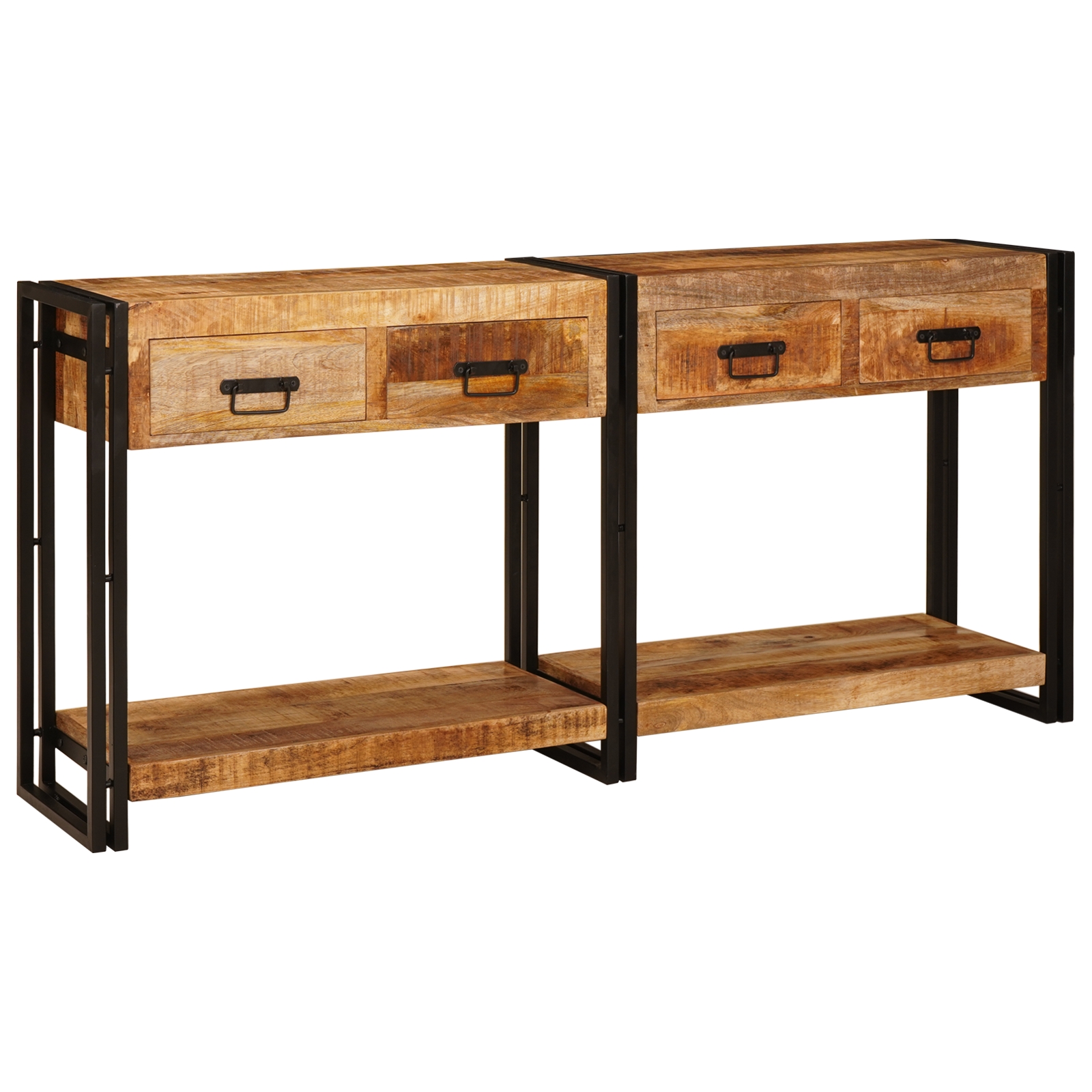 Konsolen-Tische 2 pcs Braun Massives, grobes Mangoholz