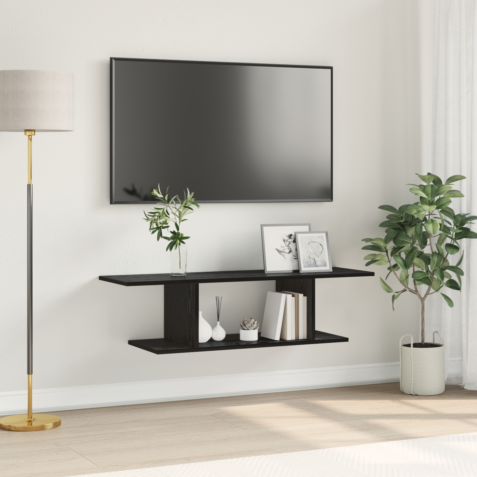 TV-Schränk mit Regal Schwarz 103 x 30 x 26,5 cm Holzwerkstoff