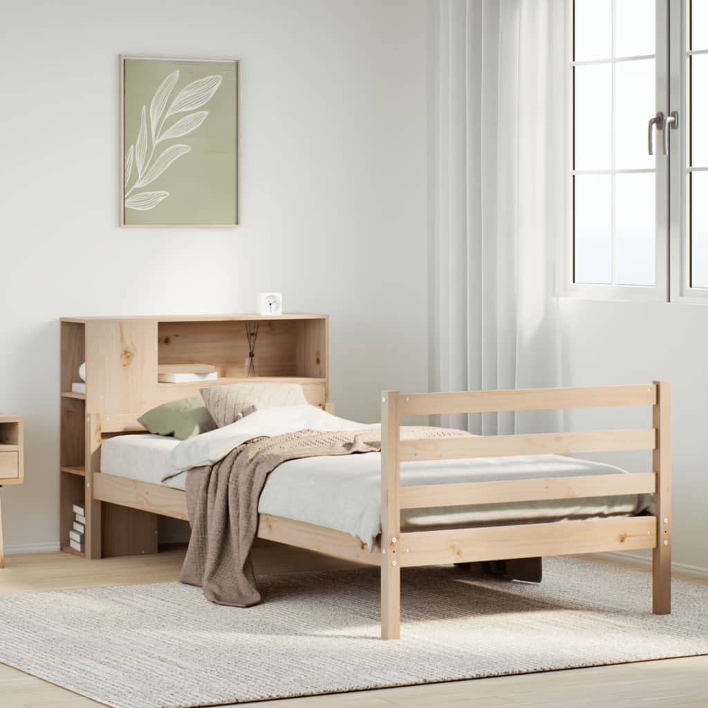 Massivholzbett mit Regal ohne Matratze 90x200 cm Kiefer