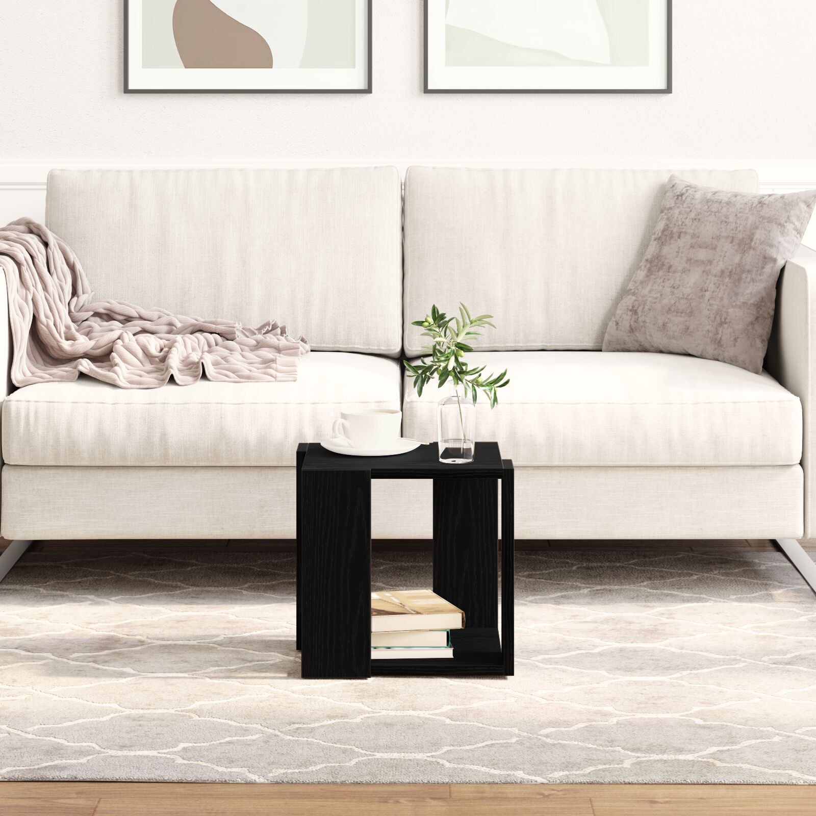 Couchtisch Schwarze Eiche MDF 32 x 32 x 30 cm Einfach Quadrat