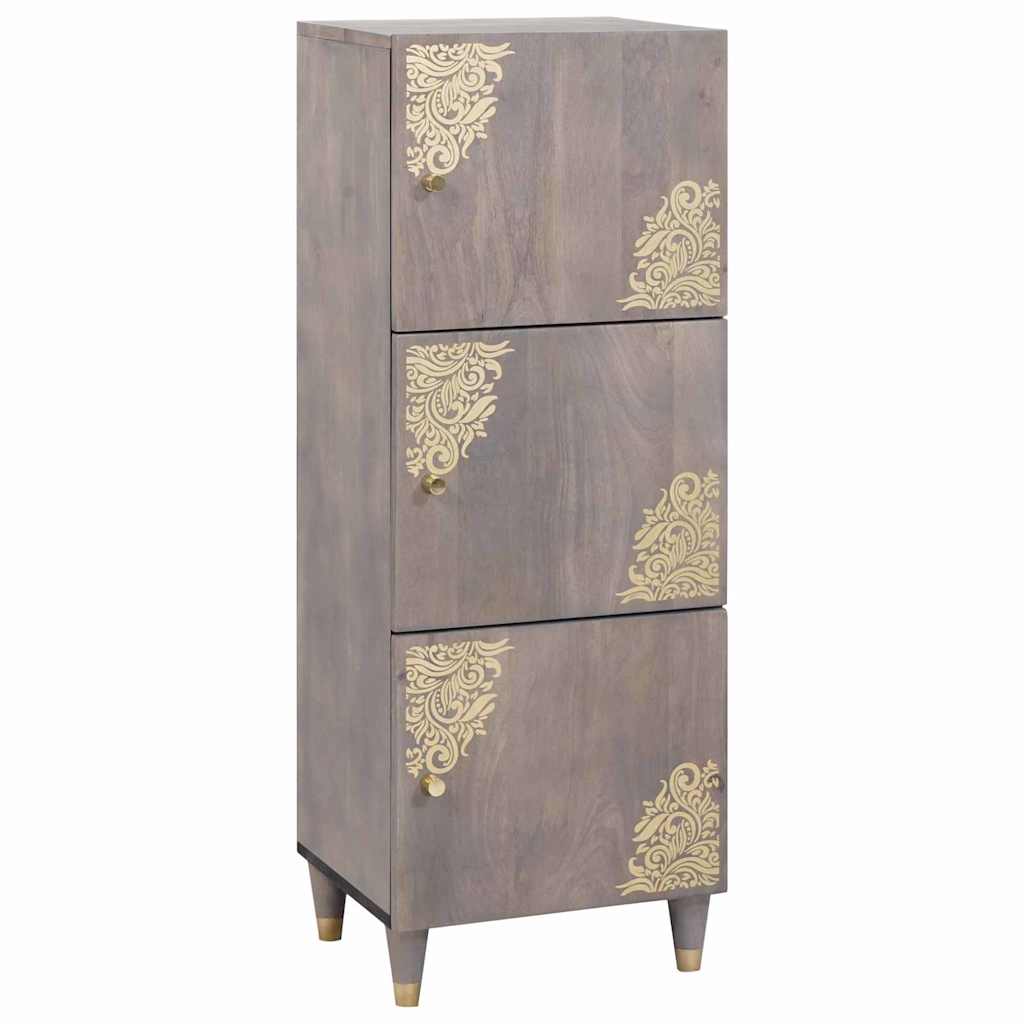 Hochboard Grau und Gold 40 x 33,5 x 110 cm Massivholz Mango